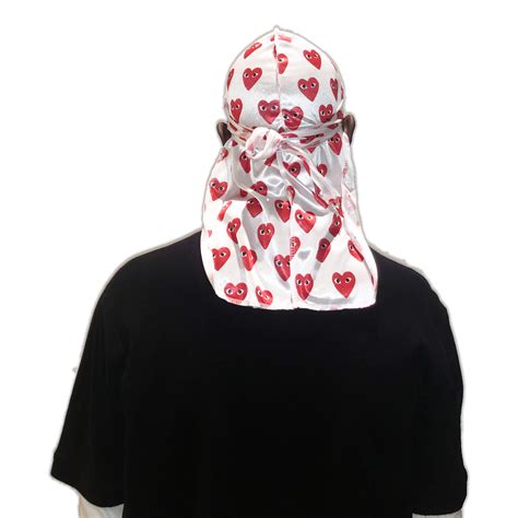 CDG Hearts White Designer Durag .